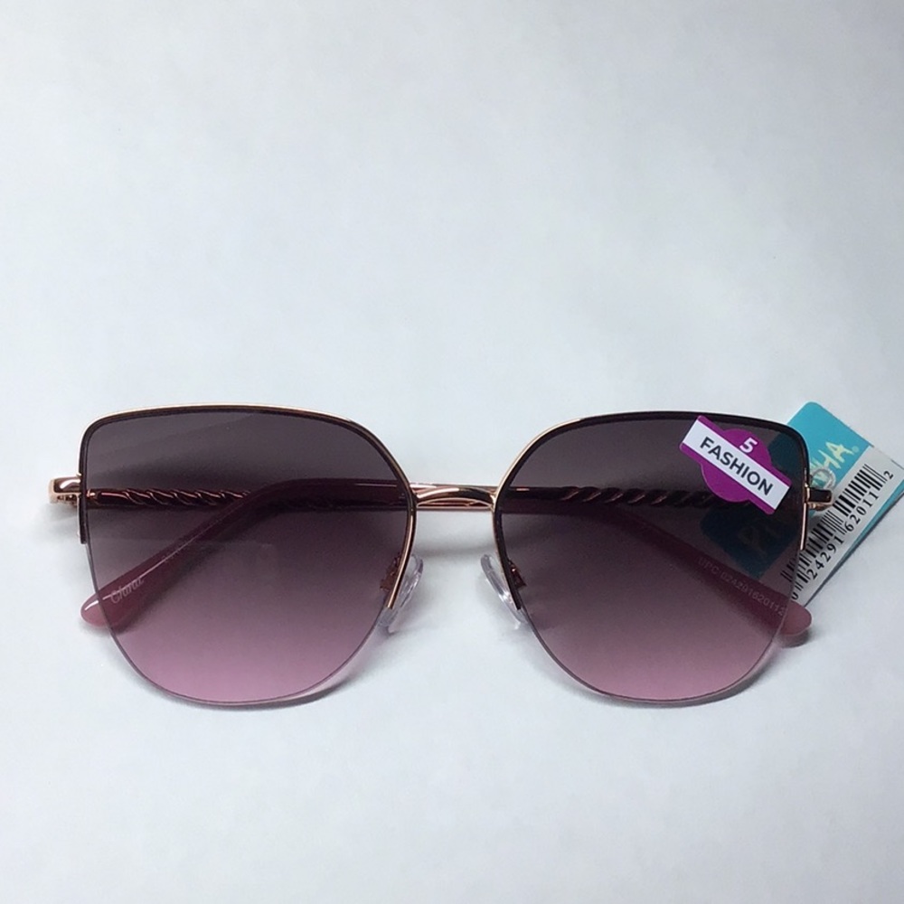 Women’s gold frame purple lens oversize cat eye sunglasses 62011
